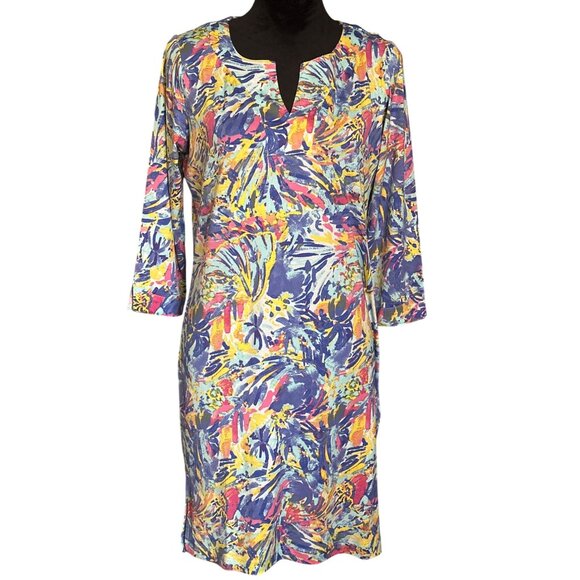 Island Collection Stella Parker Womens Tropical Print Multicolor Tunic Dress Wit - Picture 1 of 5